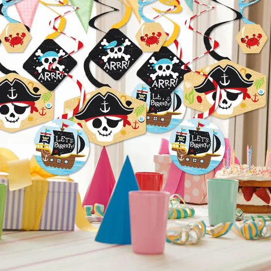 Big Dot of Happiness Pirate Ship Adventures - Skull Birthday Party Hanging Decor - Party Decoration Swirls - Set of 40 {3}