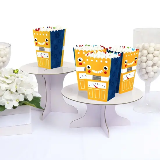 Big Dot of Happiness Gear Up Robots - Birthday Party or Baby Shower Favor Popcorn Treat Boxes - Set of 12 {4}