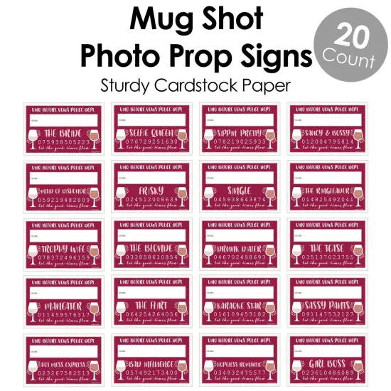 Big Dot of Happiness Vino Before Vows - Winery Bridal Shower or Bachelorette Party Mug Shots - Photo Booth Props Kit - 20 Count {6}