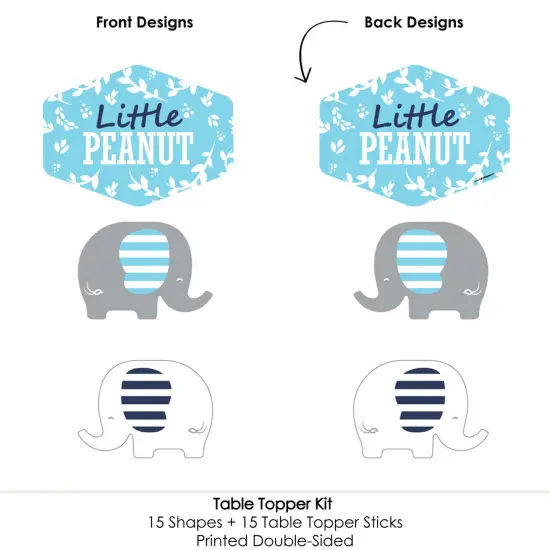 Big Dot of Happiness Blue Elephant - Boy Baby Shower or Birthday Party Centerpiece Sticks - Table Toppers - Set of 15 {6}
