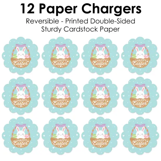 Big Dot of Happiness Spring Easter Bunny - Happy Easter Party Round Table Decorations - Paper Chargers - Place Setting For 12 {7}