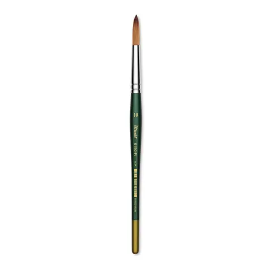 Utrecht Series 6150 Synthetic Golden Taklon Watercolor Brush - Round, Size 10, Short Handle {2}
