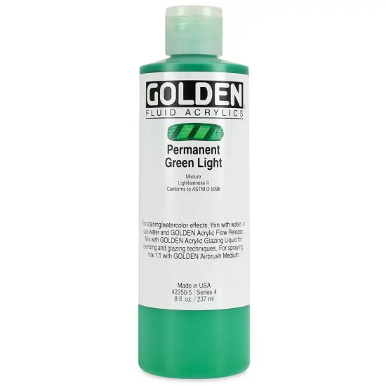 Golden Fluid Acrylics - Permanent Green Light, 8 oz bottle {1}