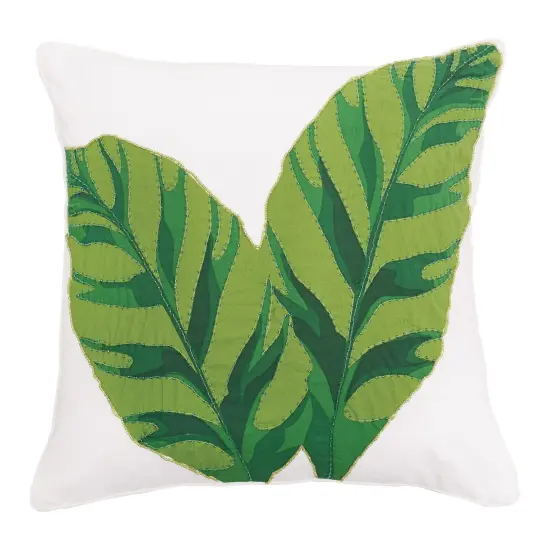 Layla Banana Leaves Beaded Throw Pillow, 18" x 18" {1}