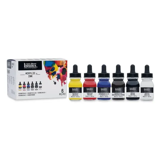 Liquitex Professional Acrylic Ink Set - Essential Ink Colors, Set of 6, 30 ml {2}
