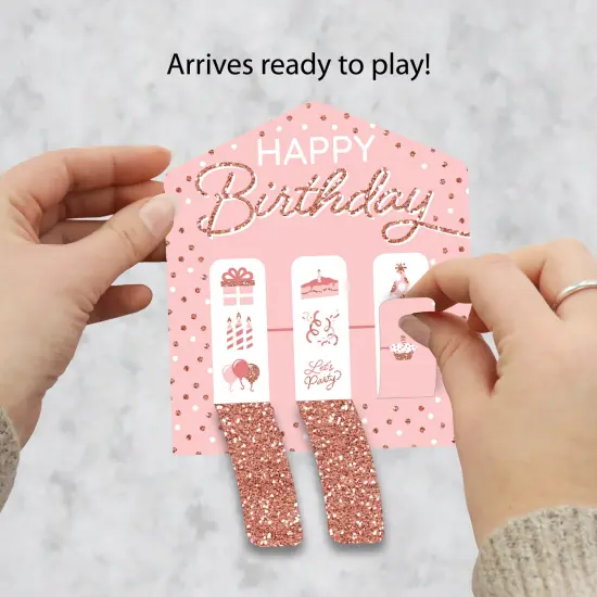 Big Dot of Happiness Pink Rose Gold Birthday - Happy Birthday Party Game Pickle Cards - Pull Tabs 3-in-a-Row - Set of 12 {3}