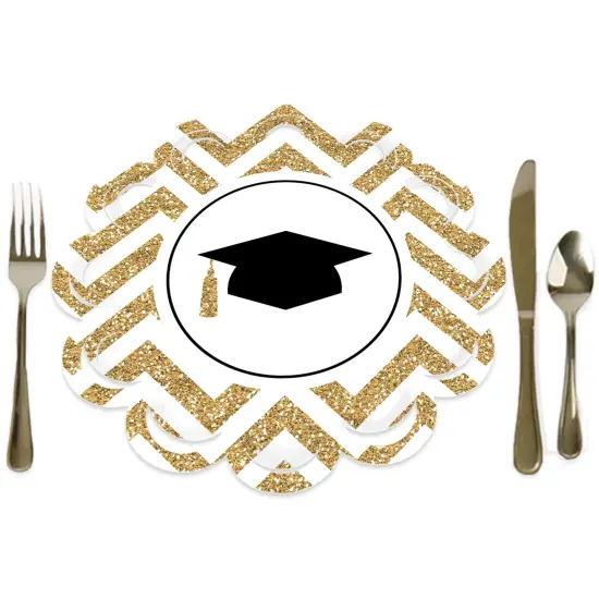 Big Dot of Happiness Tassel Worth The Hassle - Gold - Graduation Party Round Table Decorations - Paper Chargers - Place Setting For 12 {1}