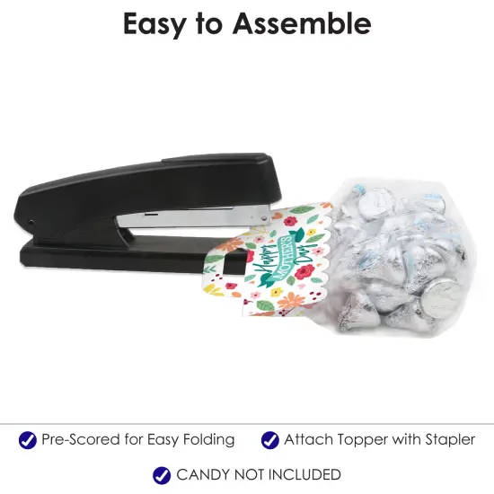 Big Dot of Happiness Colorful Floral Happy Mother's Day - DIY We Love Mom Party Clear Goodie Favor Bag Labels - Candy Bags with Toppers - Set of 24 {6}