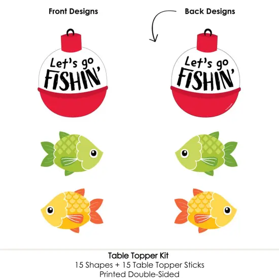Big Dot of Happiness Let's Go Fishing - Fish Themed Birthday Party or Baby Shower Centerpiece Sticks - Table Toppers - Set of 15 {6}