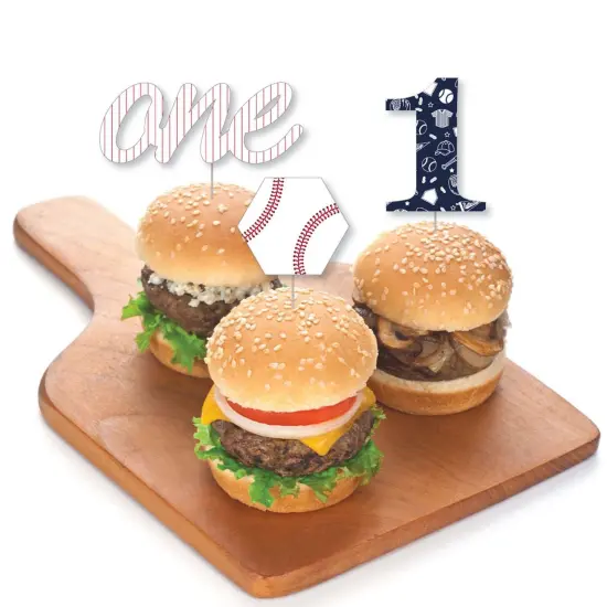 Big Dot of Happiness 1st Birthday Batter Up - Baseball - Dessert Cupcake Toppers - First Birthday Party Clear Treat Picks - Set of 24 {4}