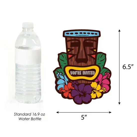 Big Dot of Happiness Tiki Luau - Shaped Fill-in Invitations - Tropical Hawaiian Summer Party Invitation Cards with Envelopes - Set of 12 {6}