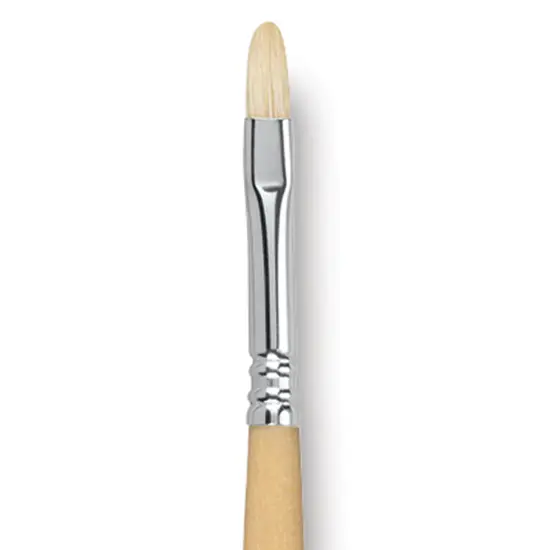 Escoda Clasico Chungking White Bristle Brush - Short Filbert, Long Handle, Size 8 {1}