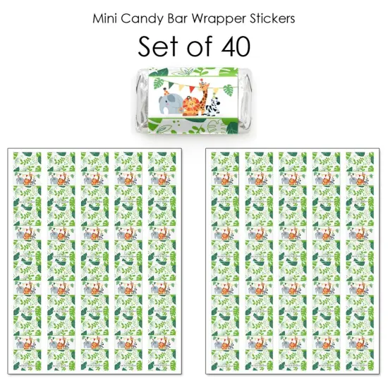 Big Dot of Happiness Jungle Party Animals - Mini Candy Bar Wrapper Stickers - Safari Zoo Animal Birthday Party or Baby Shower Small Favors - 40 Count {4}