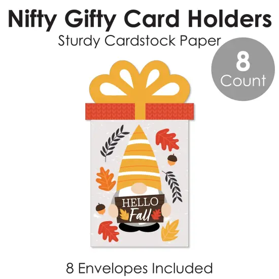 Big Dot of Happiness Fall Gnomes - Autumn Harvest Party Money and Gift Card Sleeves - Nifty Gifty Card Holders - Set of 8 {6}