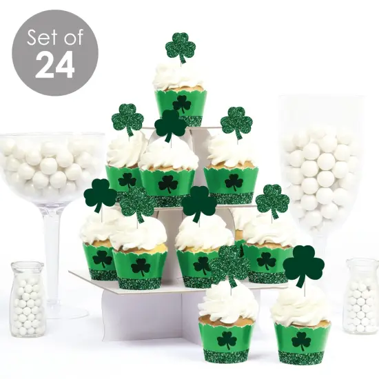 Big Dot of Happiness St. Patrick's Day - Cupcake Decoration - Saint Paddy's Day Party Cupcake Wrappers and Treat Picks Kit - Set of 24 {3}