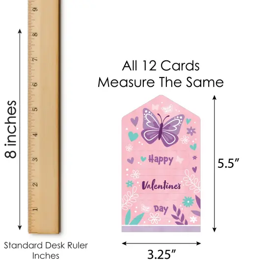 Big Dot of Happiness Beautiful Butterfly - Floral Cards for Kids - Happy Valentine's Day Pull Tabs - Set of 12 {7}