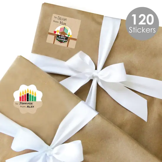 Big Dot of Happiness Happy Kwanzaa - Assorted Heritage Holiday Party Gift Tag Labels - To and From Stickers - 12 Sheets - 120 Stickers {3}