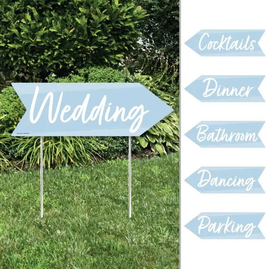 Big Dot of Happiness Dusty Blue Elegantly Simple - Arrow Wedding and Receptions Direction Signs - Double Sided Outdoor Yard Signs - Set of 6 {1}
