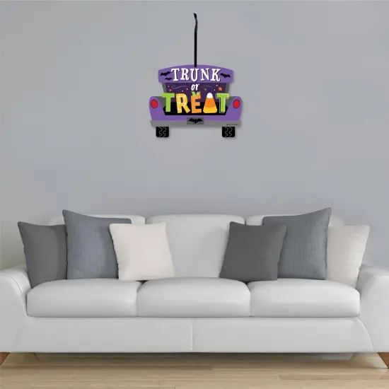 Big Dot of Happiness Trunk or Treat - Hanging Porch Halloween Car Parade Party Outdoor Decorations - Front Door Decor - 1 Piece Sign {4}