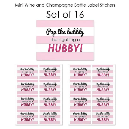 Big Dot of Happiness Bride-To-Be - Mini Wine and Champagne Bottle Label Stickers - Bridal Shower or Classy Bachelorette Party Favor Gift - Set of 16 {7}