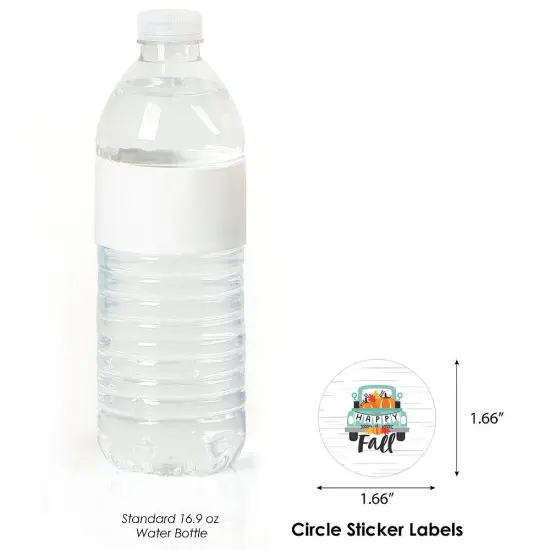 Big Dot of Happiness Happy Fall Truck - Harvest Pumpkin Party Circle Sticker Labels - 24 Count {4}