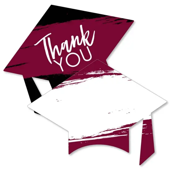Big Dot of Happiness Maroon Grad - Best is Yet to Come - Shaped Thank You Cards - Burgundy Grad Party Thank You Note Cards with Envelopes - Set of 12 {1}