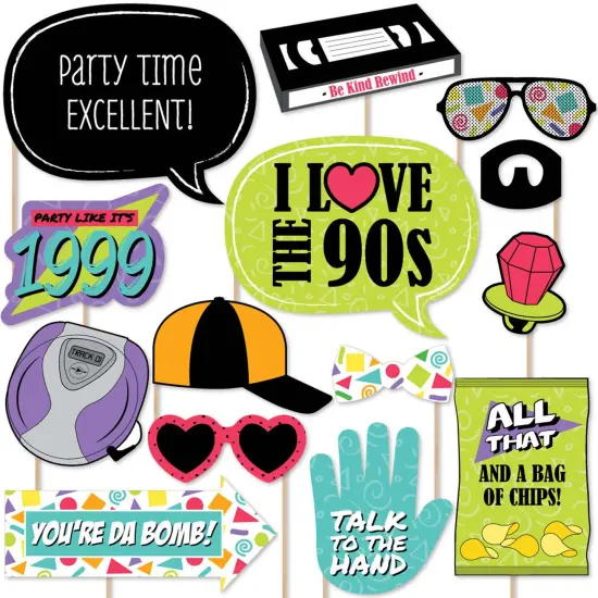 Big Dot of Happiness 90's Throwback - 1990's Party Photo Booth Props Kit - 20 Count {1}