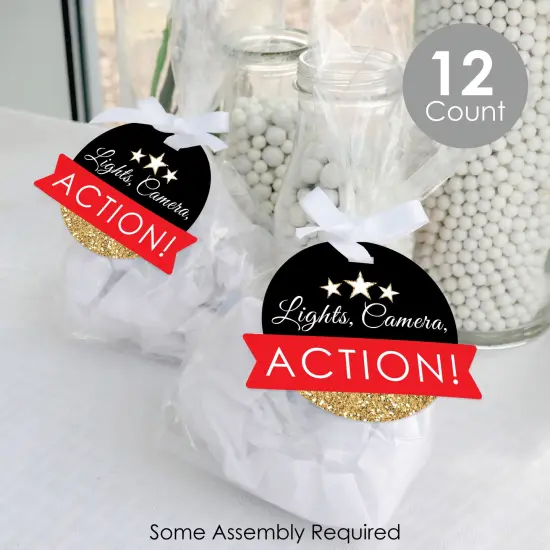 Big Dot of Happiness Red Carpet - Movie Night Party Clear Goodie Favor Bags - Treat Bags With Tags - Set of 12 {3}