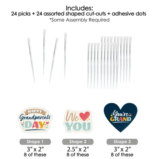 Big Dot of Happiness Happy Grandparents Day - Dessert Cupcake Toppers - Grandma & Grandpa Party Clear Treat Picks - Set of 24 {7}
