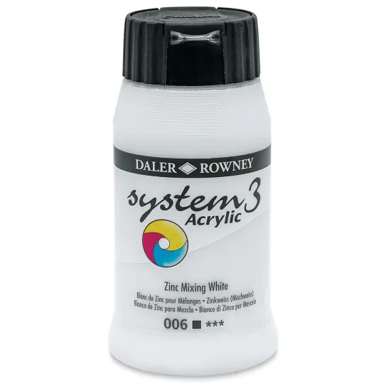 Daler-Rowney System3 Acrylic - Zinc Mixing White, 500 ml tube {1}