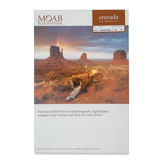 Legion Moab Entrada Digital Rag Paper - 11" x 17", Natural, 300 gsm, Pkg of 25 {1}