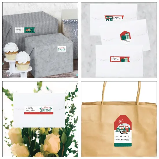 Big Dot of Happiness Camper Christmas - Assorted Red and Green Holiday Party Gift Tag Labels - To and From Stickers - 12 Sheets - 120 Stickers {7}