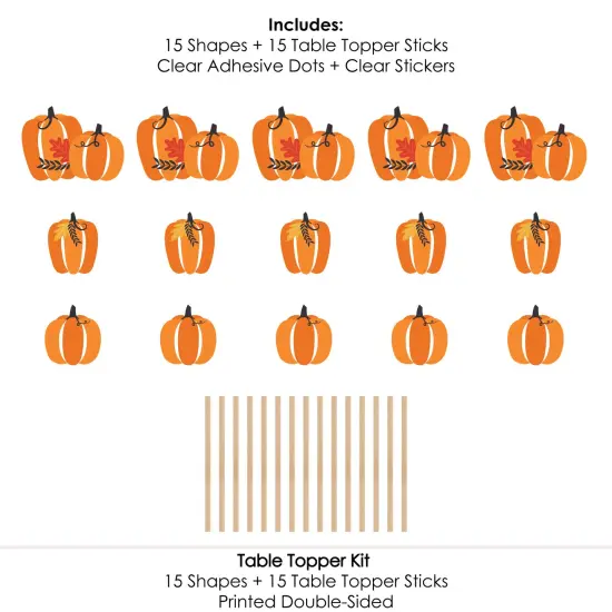 Big Dot of Happiness Fall Pumpkin - Halloween or Thanksgiving Party Centerpiece Sticks - Table Toppers - Set of 15 {7}