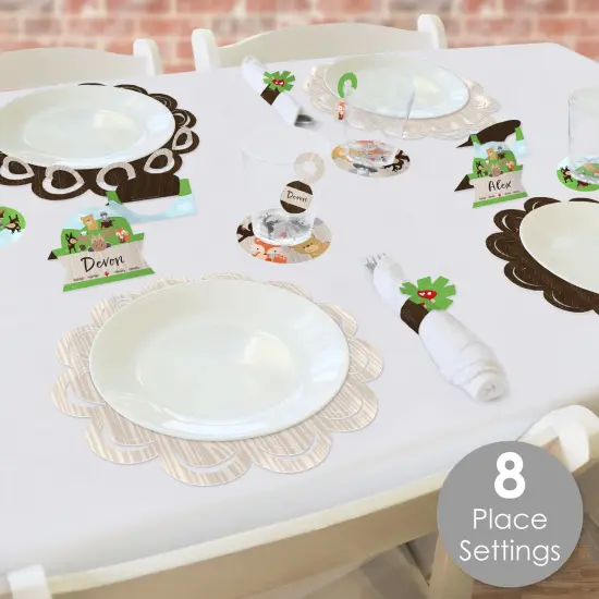 Big Dot of Happiness Woodland Creatures - Baby Shower or Birthday Party Paper Charger and Table Decorations - Chargerific Kit - Place Setting for 8 {3}
