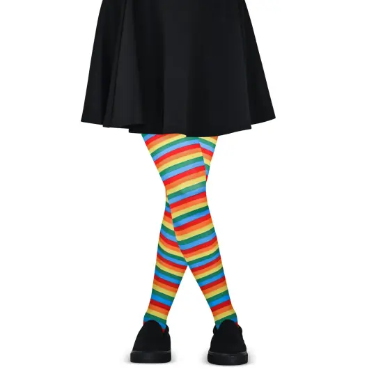 Colorful Rainbow Striped Tights - Striped Nylon Clown Stretch Pantyhose LGBT Stocking Accessories for Every Day Attire and Costumes for Teens and Children {2}