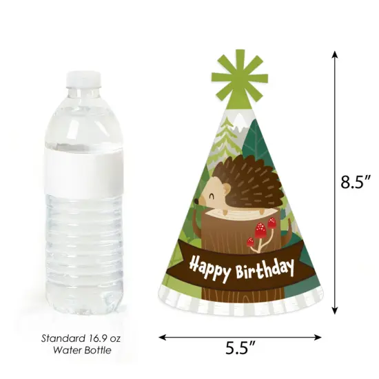 Big Dot of Happiness Forest Hedgehogs - Cone Happy Birthday Party Hats for Kids and Adults - Set of 8 (Standard Size) {4}