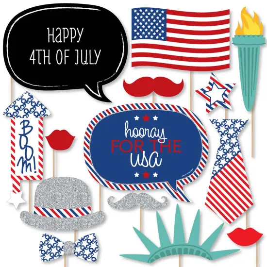 Big Dot of Happiness 4th of July - Photo Booth Props Kit - 20 Count {1}