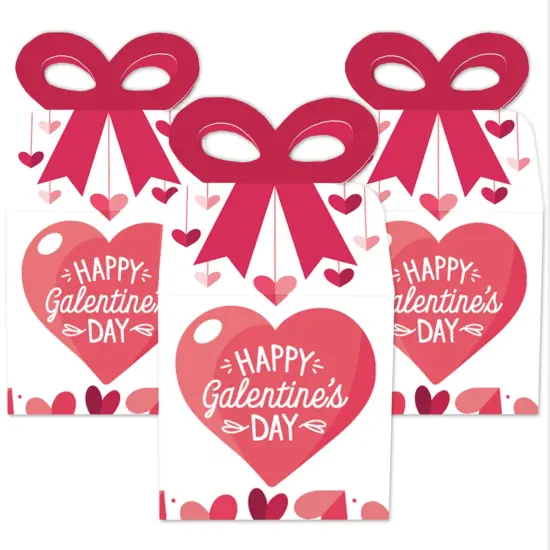 Big Dot of Happiness Happy Galentine's Day - Square Favor Gift Boxes - Valentine's Day Party Bow Boxes - Set of 12 {3}