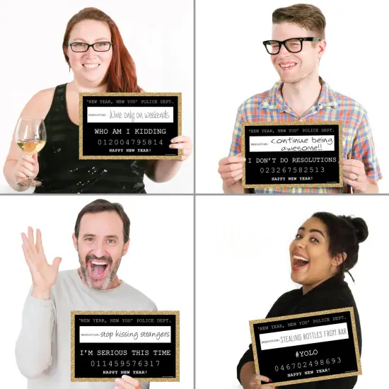 Big Dot of Happiness New Year's Eve - Gold - New Years Eve Party Resolution Mug Shots - Photo Booth Props Kit - 20 Count {4}