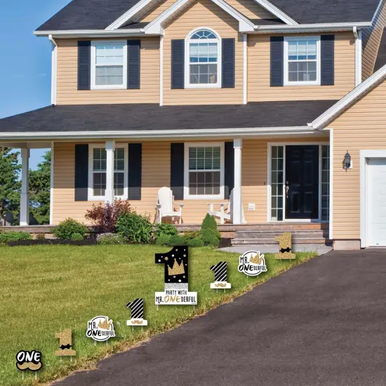 Big Dot of Happiness 1st Birthday Little Mr. Onederful - Yard Sign and Outdoor Lawn Decorations - Boy First Birthday Party Yard Signs - Set of 8 {3}