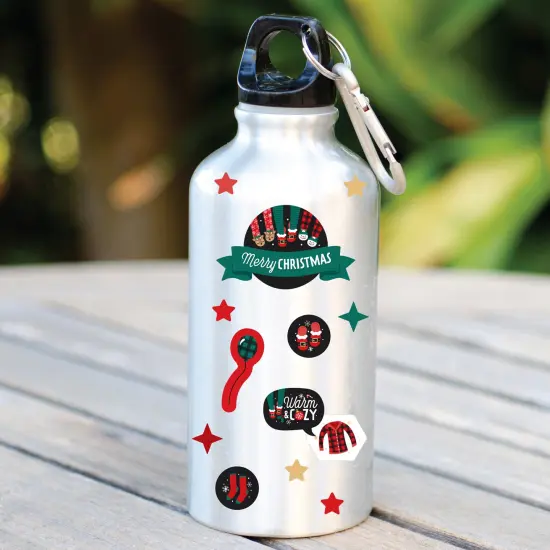 Big Dot of Happiness Christmas Pajamas - Holiday Plaid PJ Party Favor Kids Stickers - 16 Sheets - 256 Stickers {6}