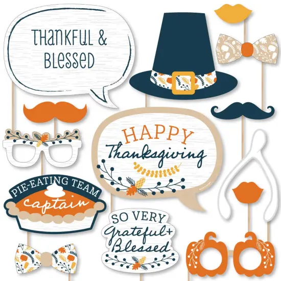 Big Dot of Happiness Happy Thanksgiving - Fall Harvest Party Photo Booth Props Kit - 20 Count {1}