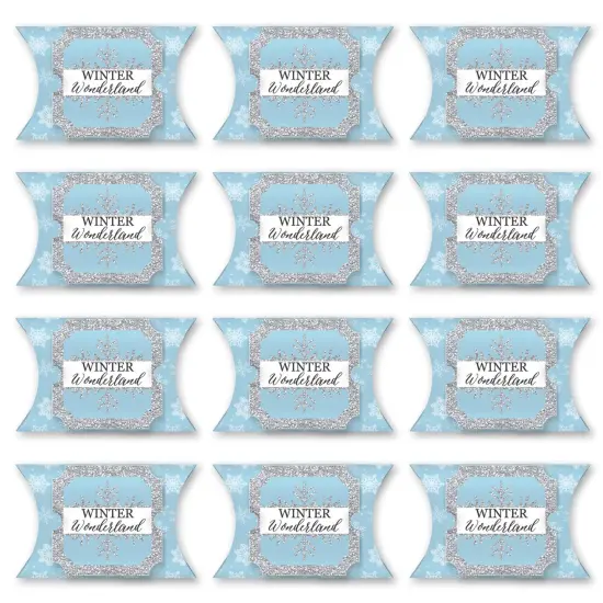 Big Dot of Happiness Winter Wonderland - Favor Gift Boxes - Snowflake Holiday Party and Winter Wedding Large Pillow Boxes - Set of 12 {6}