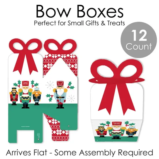 Big Dot of Happiness Christmas Nutcracker - Square Favor Gift Boxes - Holiday Party Bow Boxes - Set of 12 {7}