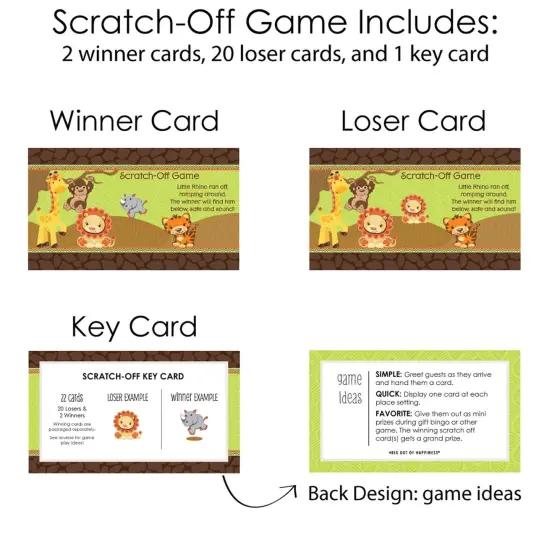 Big Dot of Happiness Funfari - Fun Safari Jungle - Baby Shower or Birthday Party Game Scratch Off Cards - 22 Count {6}