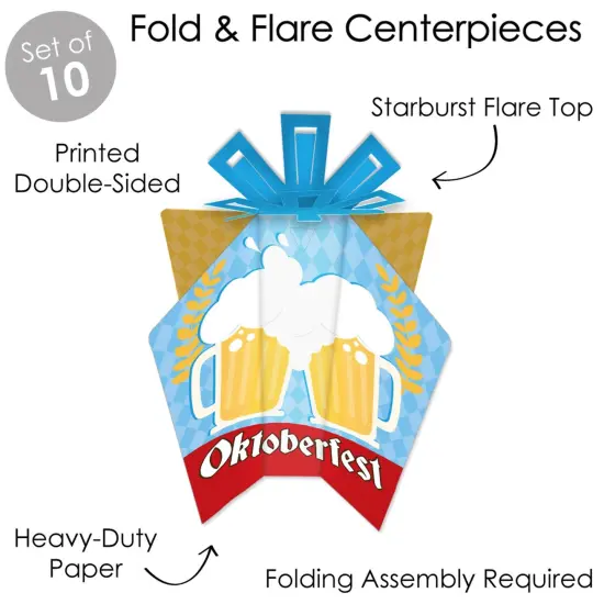Big Dot of Happiness Oktoberfest - Table Decorations - Beer Festival Fold and Flare Centerpieces - 10 Count {4}