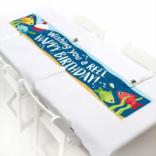 Big Dot of Happiness Let's Go Fishing - Happy Birthday Fish Themed Decorations Party Banner {7}