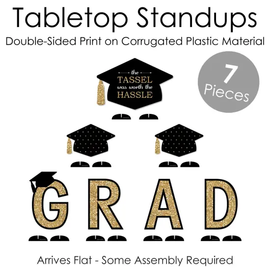 Big Dot of Happiness Gold Graduation Party Centerpiece Table Decorations - Tabletop Standups - 7 Pieces {6}