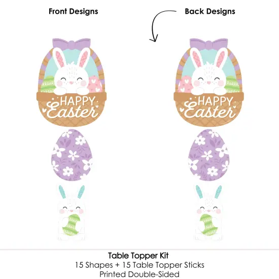 Big Dot of Happiness Spring Easter Bunny - Happy Easter Party Centerpiece Sticks - Table Toppers - Set of 15 {6}