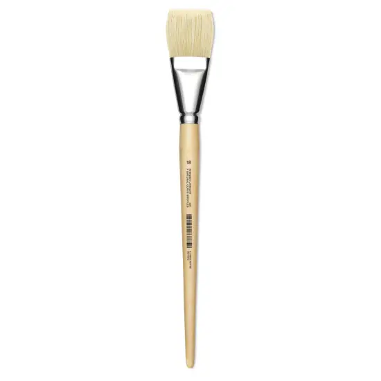 Utrecht Rhenish Pure Hog Bristle Brush - Flat, Size 18, Long Handle {2}